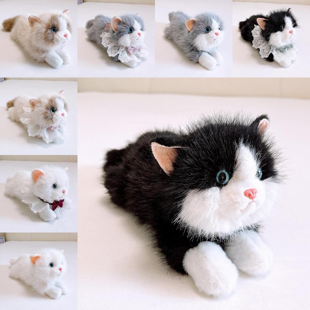 Plush Cat Toy With Bow Shaped Lace Decoration For Children Gift