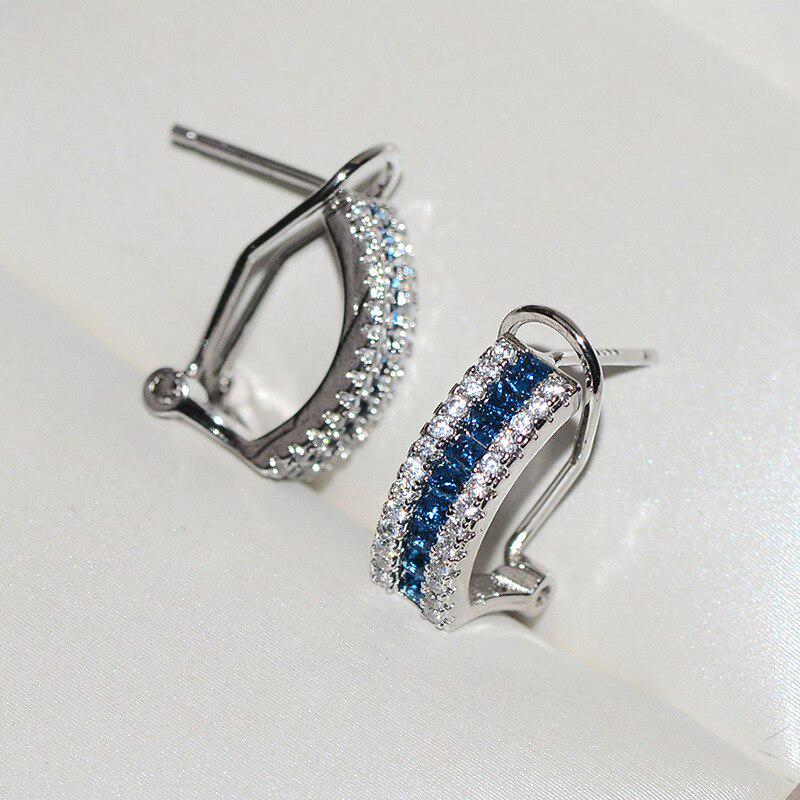 Women Silvering Crystal Zircon Earrings for Trendy Party