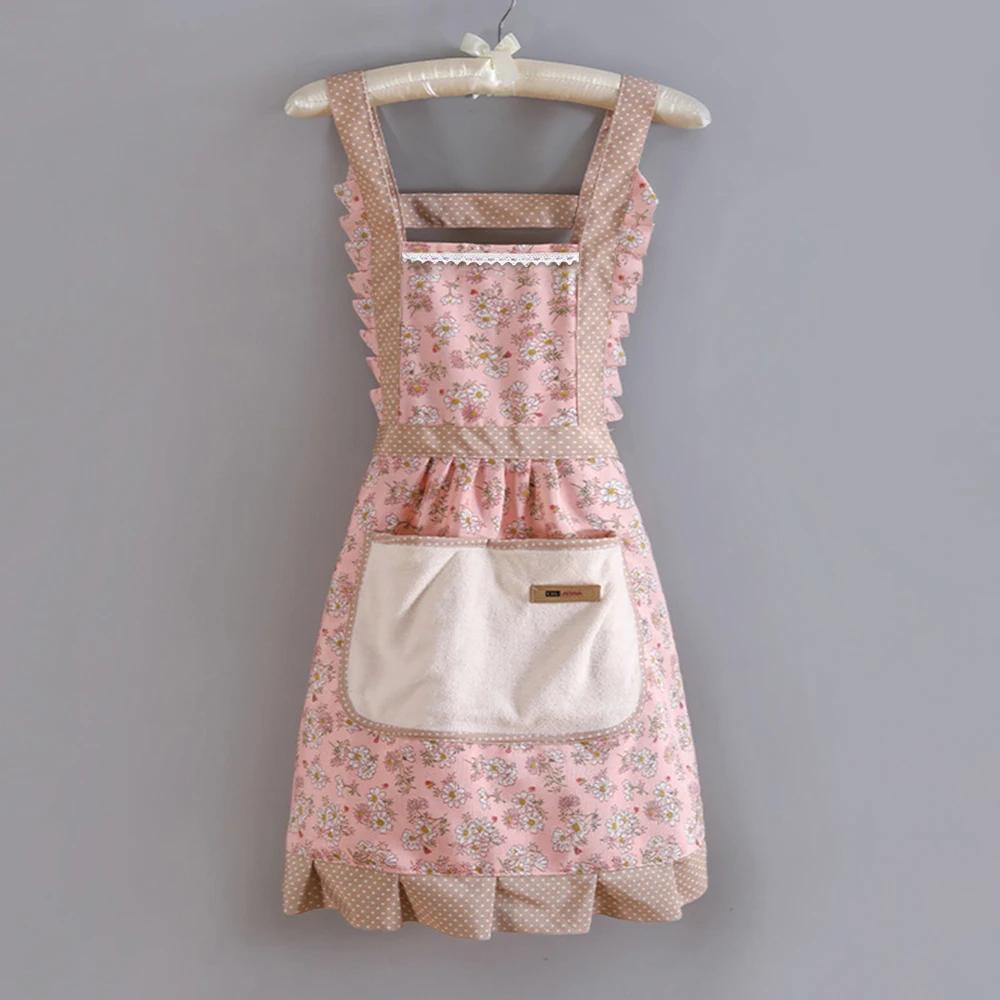 1Pc Women's Floral Home Apron With Pocket, Adjustable Apron For Kitchen, Cooking, Baking, Grilling, Chef's Apron