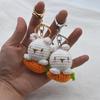 Handmade Papa Rabbit & Carrot Crochet Keychain - Creative Gift