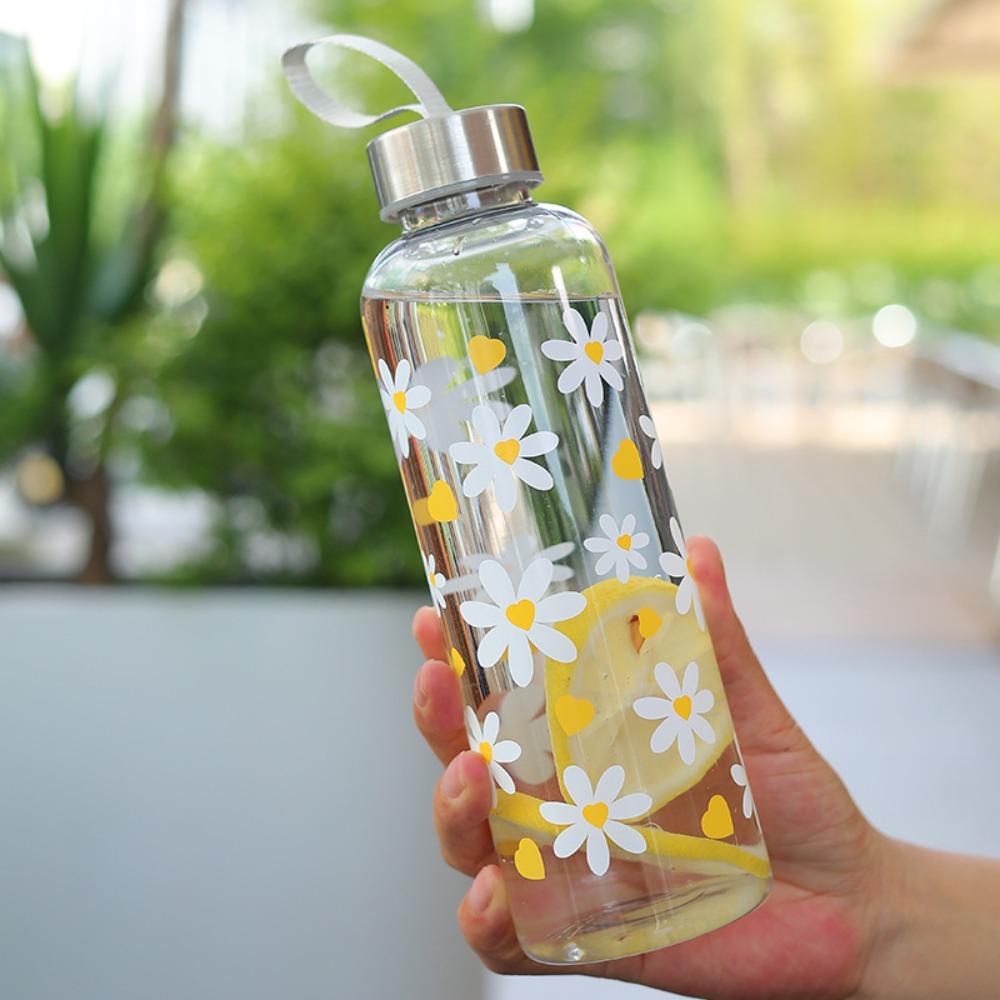 Portable Bow/Chrysanthemum Water Bottle Plastic Large Capacity Sport Bottle Tea Coffee Cup for Outdoors