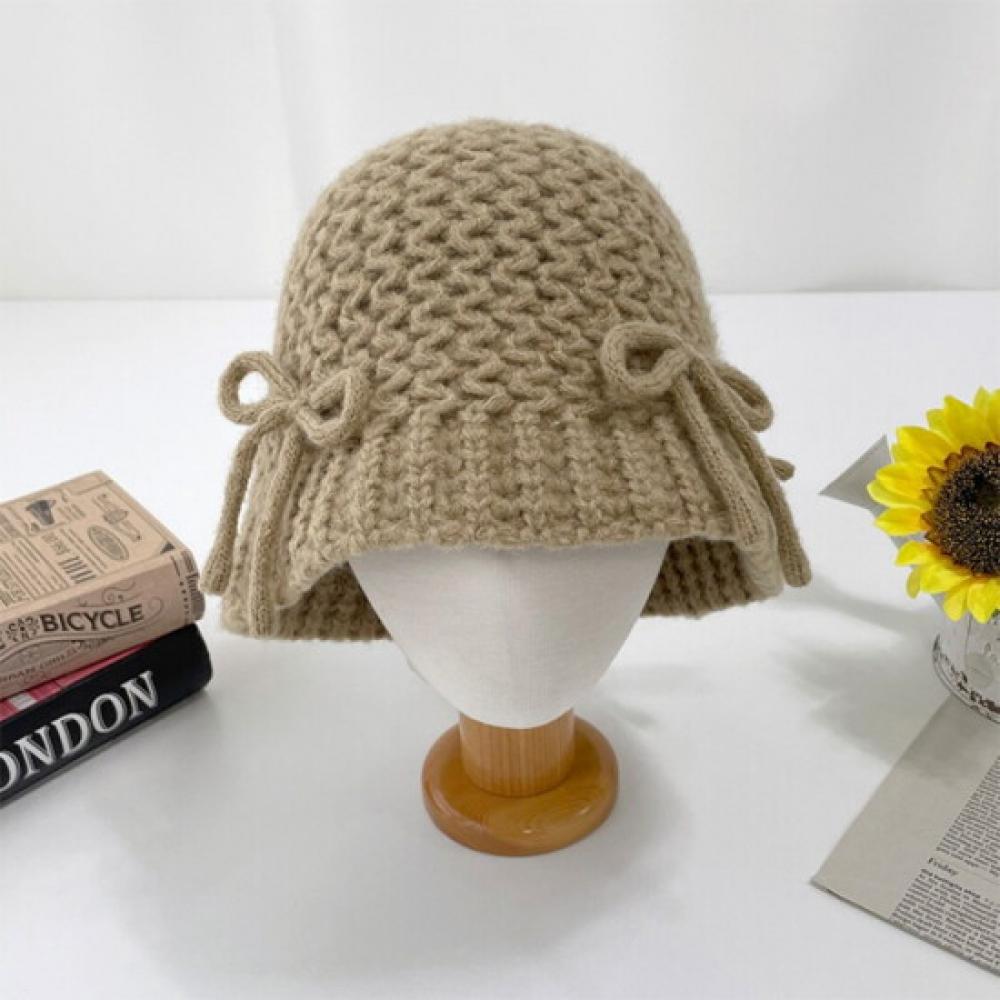 New Arrivals Open Run Women Mohair Wool Bucket Hat Knot Ballet
