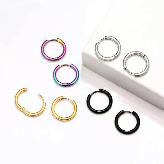 1 Pair Hoop Earrings Stainless Steel Geometric Elegant Polished Silver Color Metal Circle Earrings Fashion Jewelry