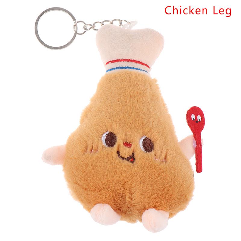 1 Porte-clés Peluche Nourriture Hamburger Hot-dog Frites Pendentif Jouet Poupée en Peluche