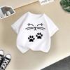 Été 2025 Nouveau Mignon Chat Imprimé Animal Couleur Bonbon Col Rond Manches Courtes Vêtements d'Été Tendance T-shirt pour Enfants