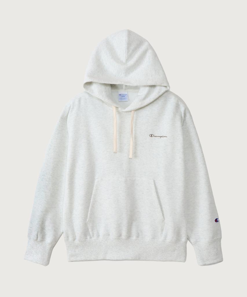 Women'S Small Script Logo Loose Fit Fleece Hoodie Oatmeal