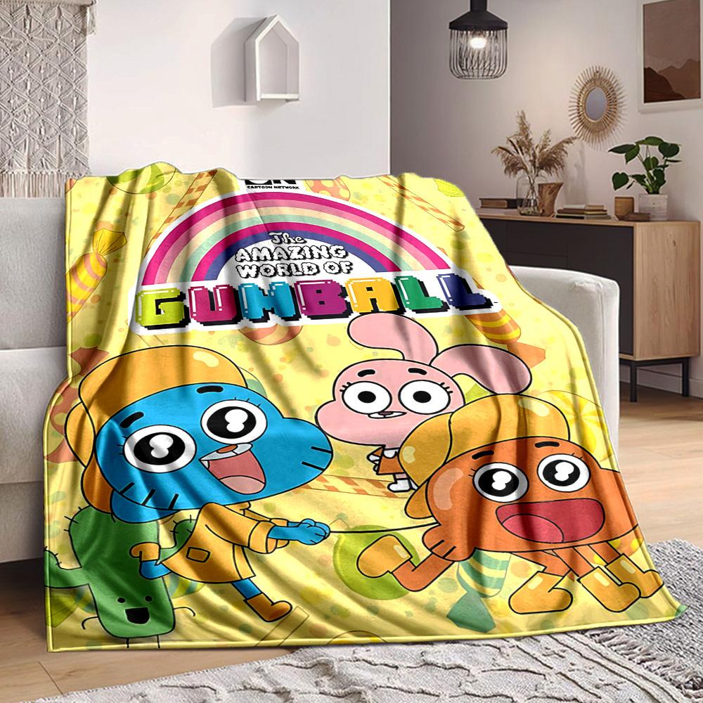 1 stuks Cartoon Network Gumball Gezellige Print Deken Lichtgewicht Warme Flanellen Plaid voor Bank, Bed, Woonkamer
