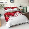 Rode Roos Dekbedovertrek Set Queen Microvezel Bloemen Bladmotief Botanisch Eenpersoons Beddengoedset Romantische Bloemen Valentijnsdag Dekbedovertrek