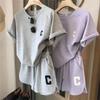 Sommar koreansk student harajuku kortärmad t-shirt och shorts y2k löpning tvådelat set ung flicka vardaglig lös bokstavstryck sportdräkter för kvinnor