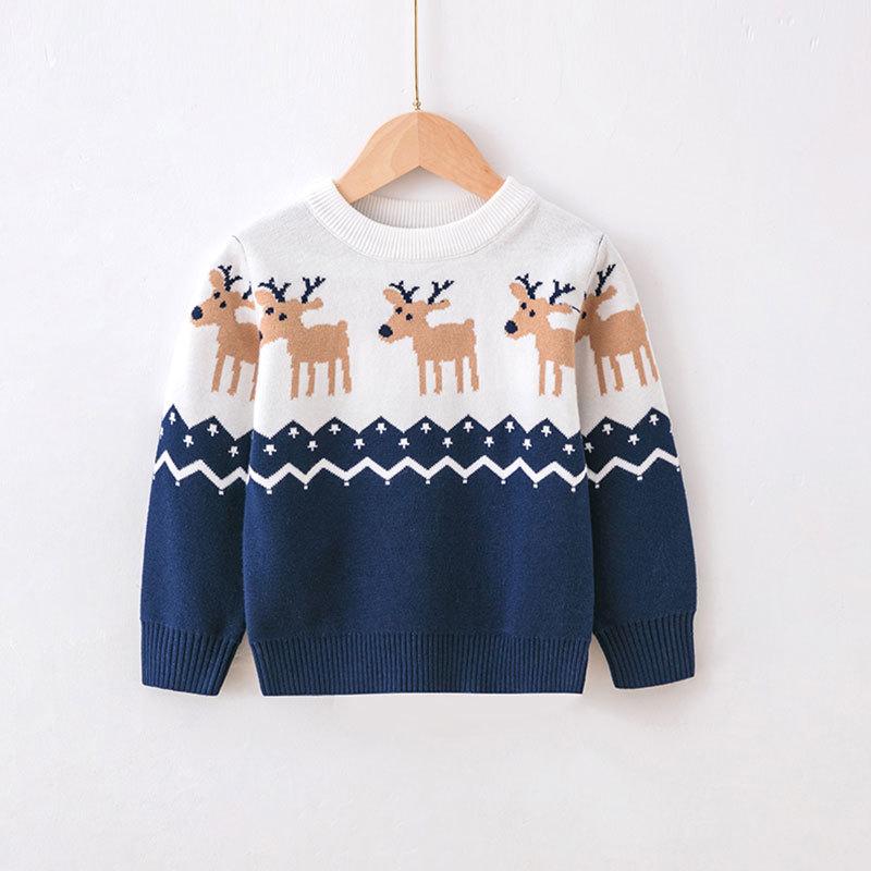 New Christmas Reindeer Sweaters for Children, Autumn and Winter Knitted Sweaters for Boys, Girls and Babies