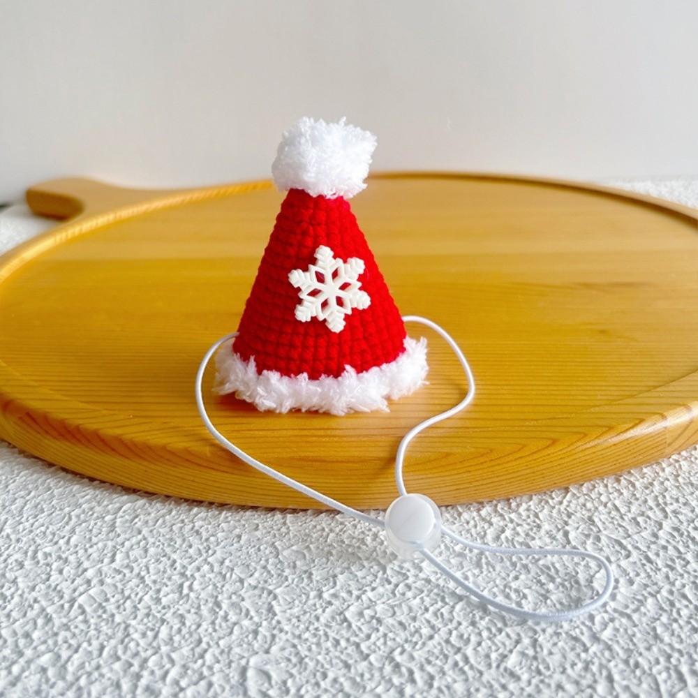 Knitted Yarn Christmas Pet Hat Soft Pompon Yarn Kitten Headwear Winter Gathering