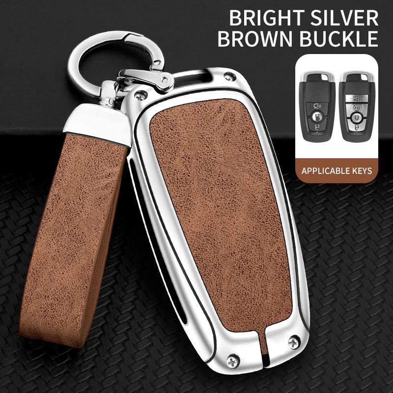 NEW Zinc Alloy Leather Car Key Case Cover Protector Shell for Ford Raptor F150 Explorer Mustang Fusion Escape F250 F350 RAPTOR