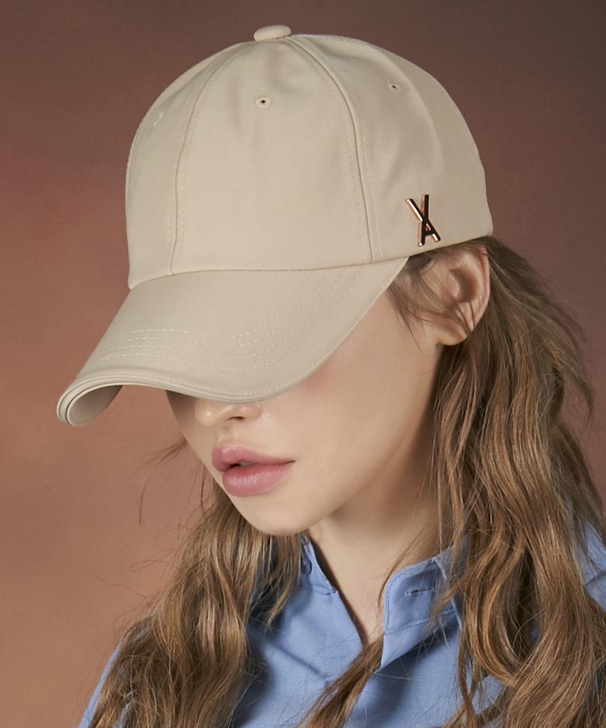 Bajal Rose Gold Studded Oversized Ball Cap Beige