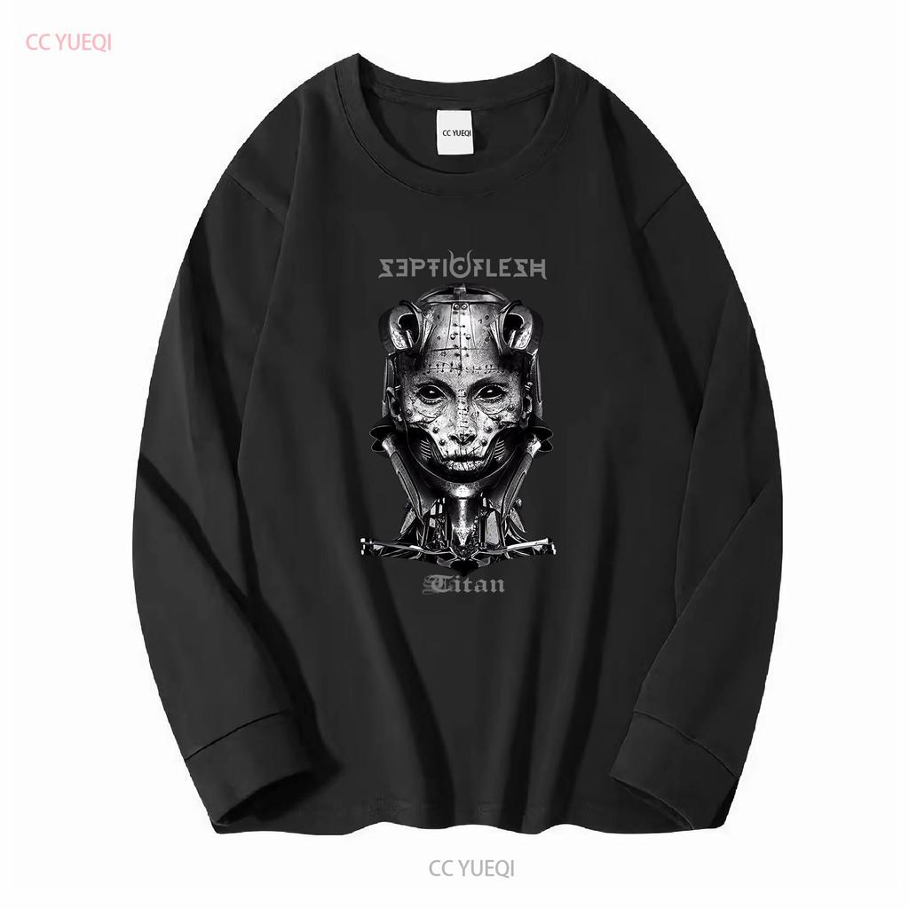 Septic Flesh Herren Titan Kopf T-Shirt Klein Schwarz Vintage Gewaschenes Oberteil Für Den Alltag Atmungsaktiv Bequem Vielseitig Weich