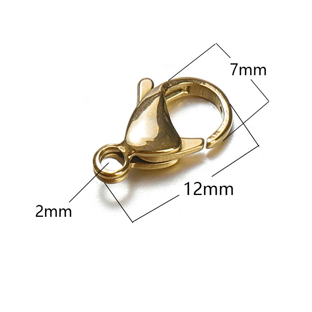 20 pièces 9-15 mm Fermoirs mousqueton en acier inoxydable pour bracelet collier Couleur or Connecteurs à griffe de chaîne Fabrication de bijoux DIY