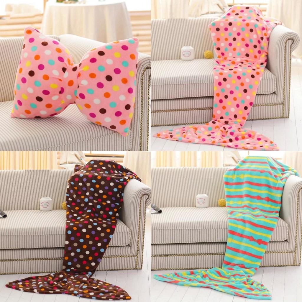 Mermaid Tail Plush Blanket With Bow Design For Cozy Home Lounge And Gift For Women