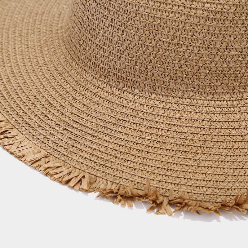 Cappello di Paglia da Cowboy per le Feste Estive da Viaggio Protezione Solare Cappello da Sole Nuovo Stile Etnico Cappello Jazz con Ampia Tesa Cappello da Spiaggia