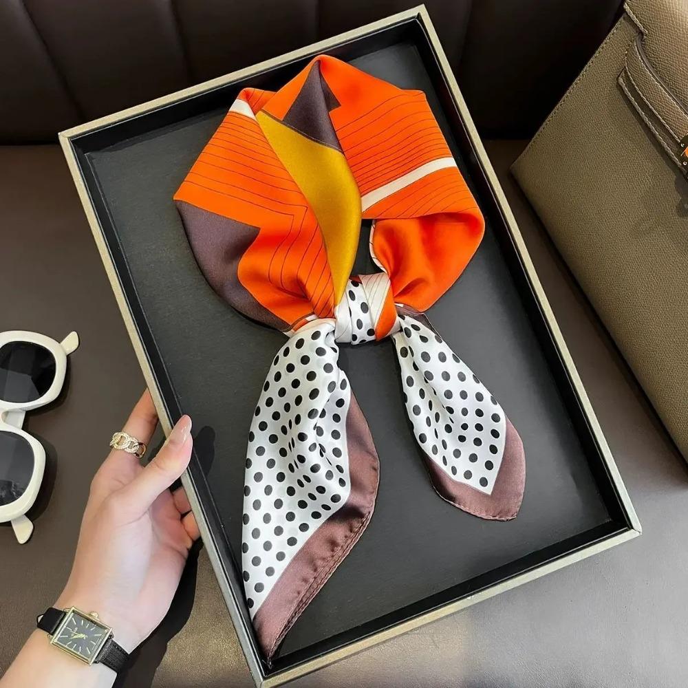 Fashion Luxury Brand 70cm Silk Feel Square Scarf Women Neck Tie Female Hair Bandana Headkerchief Shawl Wrap Hijab Echarpe