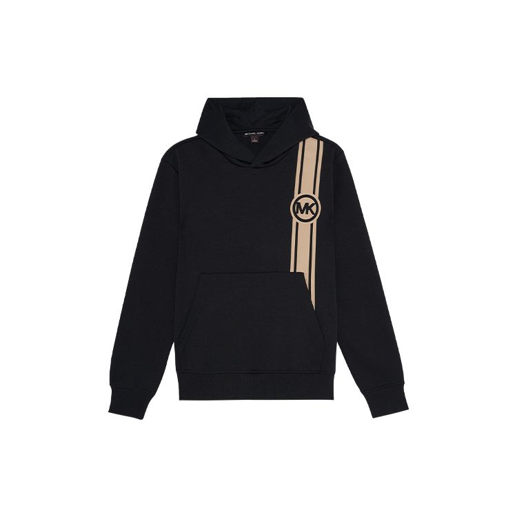 Michael Kors Ss22 Striped Letter Print Hooded Long Sleeve Sweatshirt Men Tops Black CU251071X4001