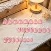 24Pcs Pink Bow Women Press On Nails, Faux Pearl Almond Stick-on Fake Nails, French Tip Glue On False Nails for Office Date Party Wedding