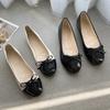 Fashion Loafers Shoes Women's Light Mouth Color Blocked Korean Edition 2025 New Round Head Flat Bottom Bow Single Shoe