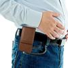 Flip Case Dual Pouch Design Waist Bag Solid Color Leather Belt Clip Dual Pouch  Mobile Phone