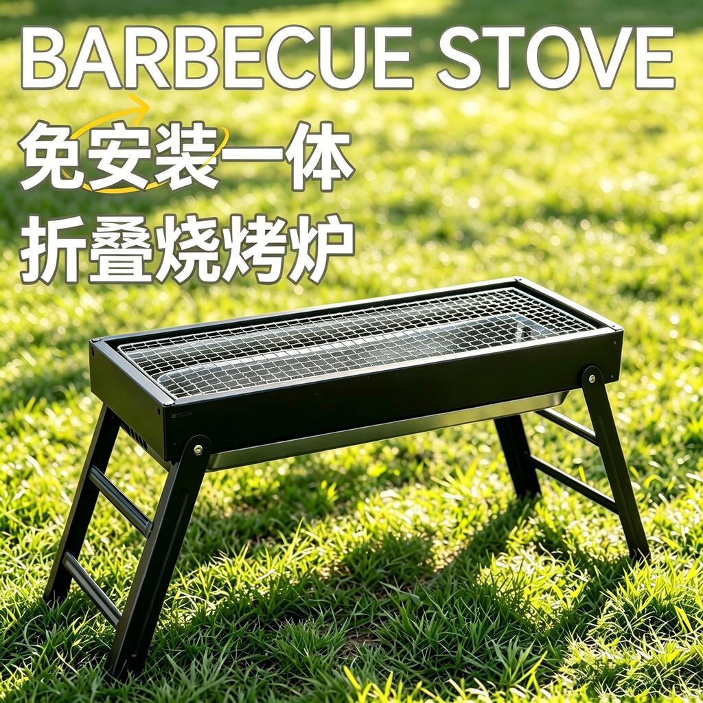 Barbecue portable au charbon de bois épais pour usage extérieur et domestique