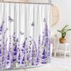 Blumen Duschvorhang Lila Lavendel Bauernhof Grün Blatt Schmetterling Rustikal Holzpaneel Modern Polyesterstoff Badezimmer Dekor Vorhang