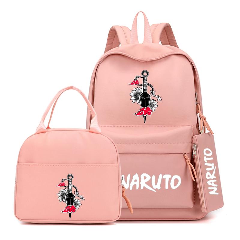 3 stuks/set Anime Naruto Rugzak met Lunchtas voor Meisje Jongen Student Terug naar school Boekentas Schooltas Mannen Vrouwen Vrijetijdsreistas
