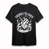 Men'S Classic T Shirt Heart Sword Flames Dark Romance Black Cotton Short