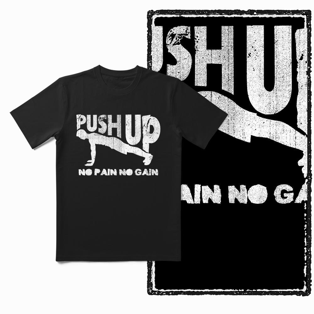Summer Men's 100% Pure Cotton Fitness Round Neck T-shirt In Plus Size Cool Printed Black Soft and Breathable Short Sleeved Shirt