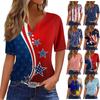 Women's T Shirt Tee Print Button Short Sleeve Daily Weekend Fashion Basic V- Neck Regular Top