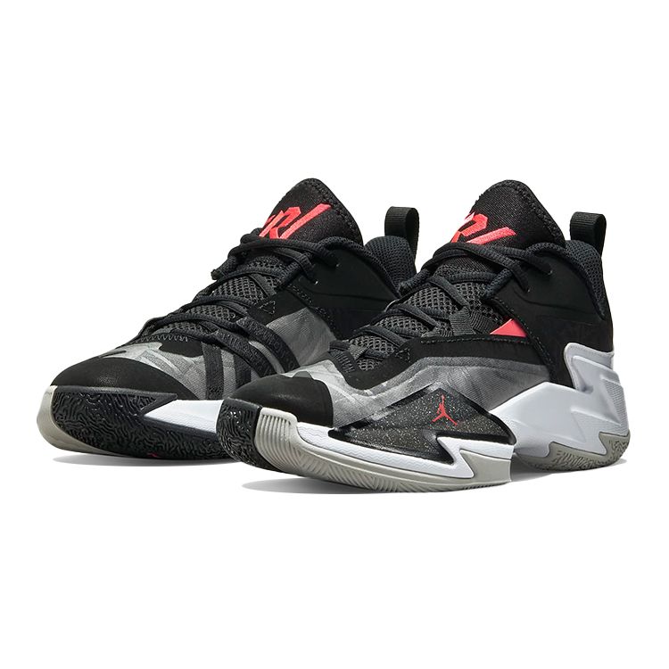 Air Jordan One Take 3 GS Noir Gris Brouillard Chaussures pour Enfants Blanc Cramoisi Vif DC7702-001