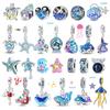 Ocean Series 925 Silver Jewelry Whale Turtle Fish Jellyfish Dolphin Blue Charm DIY Bracelet Necklace Party