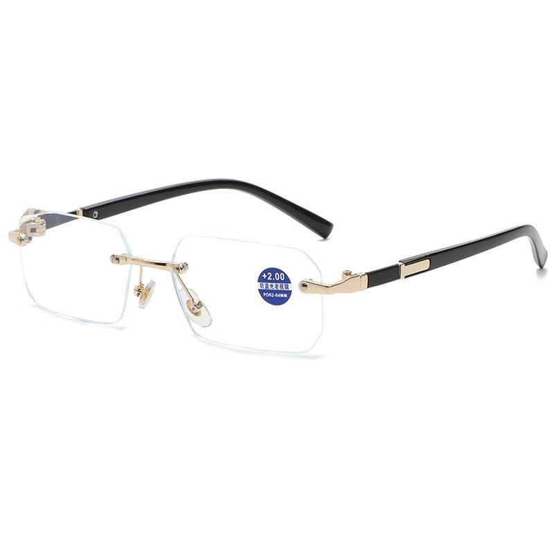 Vintage Square Frameless Frame Reading Glasses Anti-blue Light Presbyopia Eyewear Business Far Sight Eyeglasses Diopter To +4.0