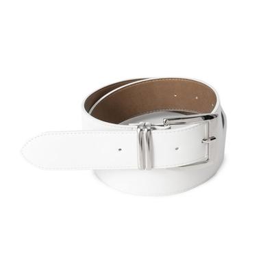 Halden (W) Wide Silver Two Line Fake Leather Belt (T029_white)