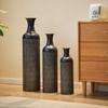 3-Piece Metal Floor Vase Set with Vertical Ribbed Pattern, for Dried Flowers & Pampas Grass, Decor for Living Room, Hallway, Hotel, Not Waterproof
