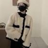 Retro Temperament Loose Contrasting Color Round Neck Thickened Lamb Wool Autumn and Winter Thickened Wool Imitation Fur Coat Women