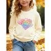 Kids Unisex Crewneck Sweatshirt, Rainbow Gradient Heart 67 Six Seven Butterfly Star Print Long Sleeve Pullover, Sweatshirts for Boys Girls Ages 4+