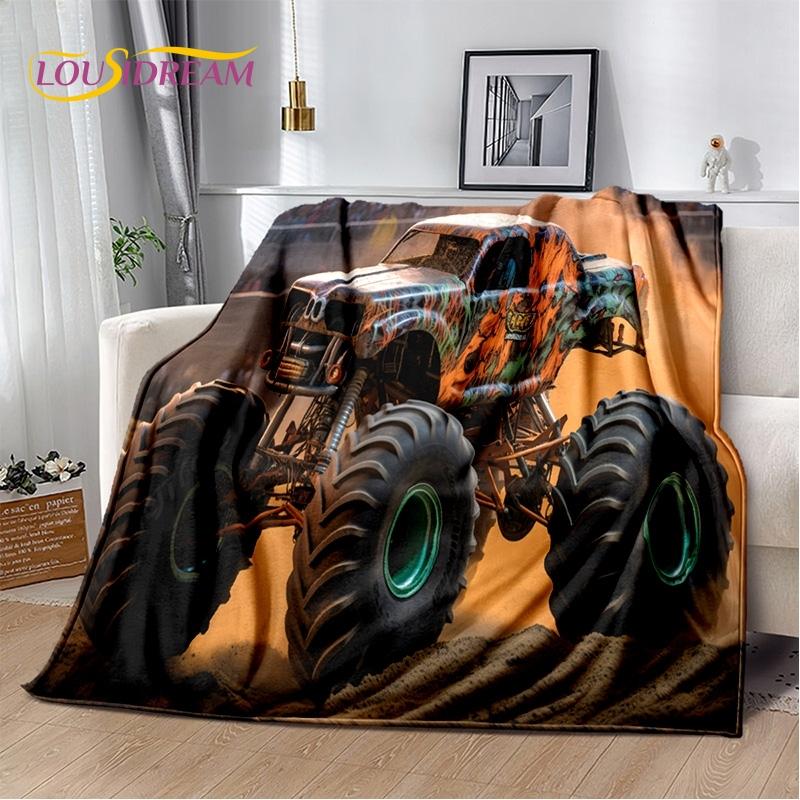 Monster Truck 3D Monster Jam Cartoon Weiche Decken, Warme Kuscheldecke Bequeme Decke für Picknick Betten Sofa Haus Schlafzimmer