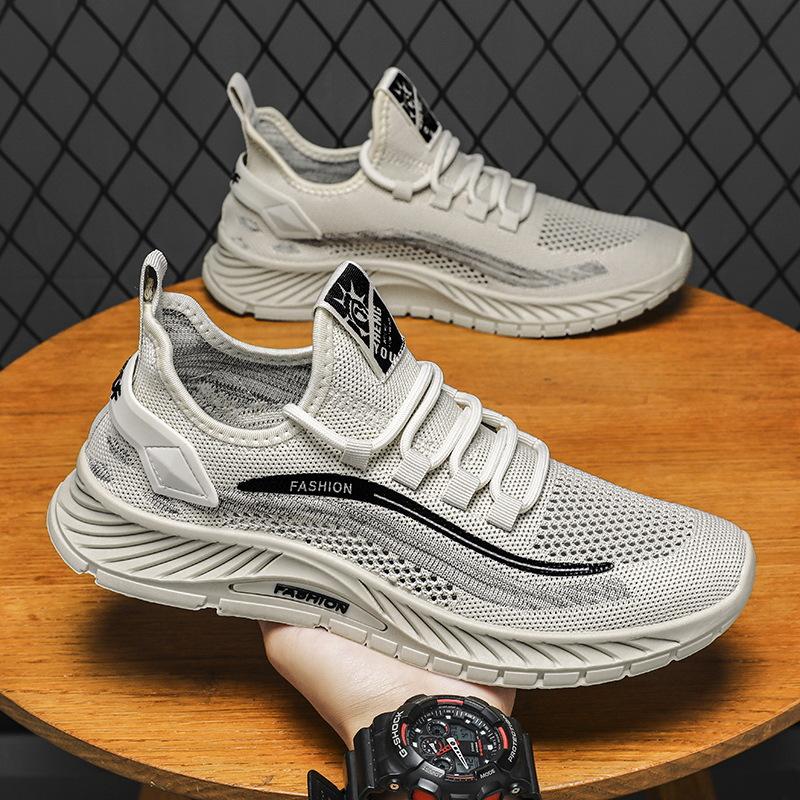 Summer Men'S Shoes Breathable Thin Casual Sports Shoes Versatile Non-Slip Wear-Resistant Mesh Shoes Trendy Board Shoes