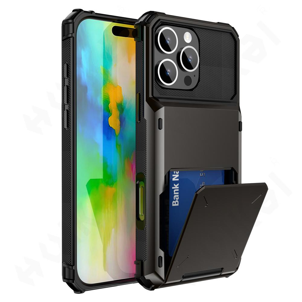 Case for IPhone 16 15 14 13 12 11 Pro Max X XR XS 7 8 Plus Wallet Case Card Holder ID Slot Scratch Bumper Rugged TPU Cover for Samsung S24 S23 Utlra