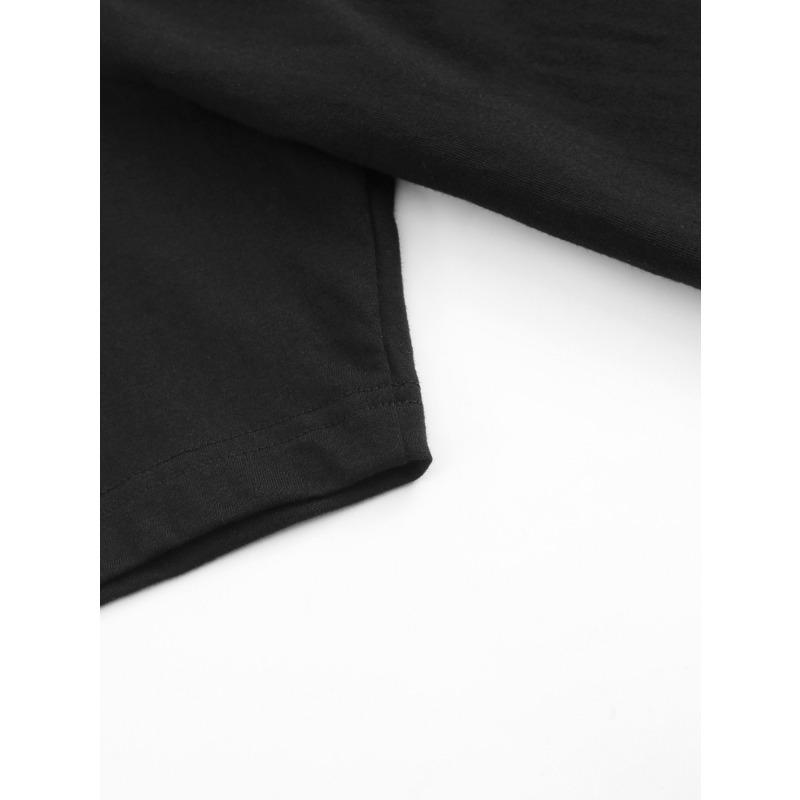 European Sizes Men'S Billiards No. 8 Pattern T-Shirt | Black White Print Casual - Comfortable Loose Daily Top