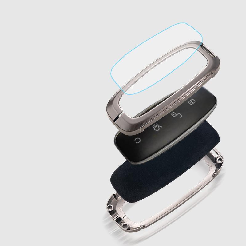 Metal Alloy Auto Intelligent Smart Key Fob Cover Case Mount Housing Bag Fit For Byd Denza D9 N7 N8 Suede Fabric Auto Styling Key Ring Auto