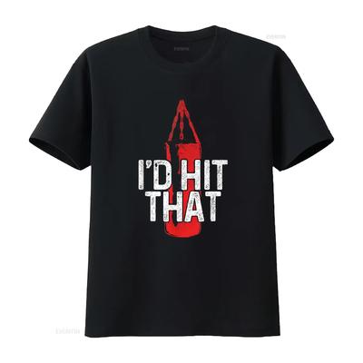 Mens Boxing I D Hit That Funny Martial Arts Punching Bag Boxer T Shirt Black Vintage Washed Casual Streetwear