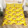 Süßes Affen Bettwäsche Set Full Twin Cartoon Bananen Sterne Bettbezug Tropisches Wildtier Passender Bettdeckenbezug Gelber Bettdeckenbezug