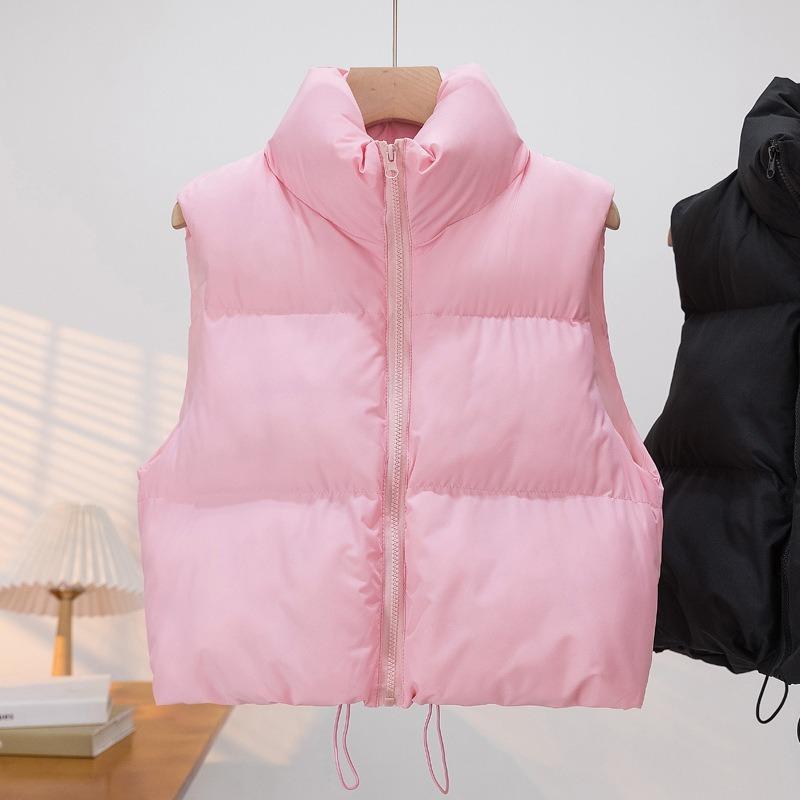 Katoenen Gilet Dames Kort Opstaande Kraag Dik Mouwloos Gewatteerd Vest Vest Vest Vest Jas Tide