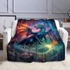 Blue Dragon with Fiery Background Print Blanket Flannel Material Soft Warm for All Seasons Home Outdoor Camping Picnics RV