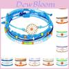 Nuovo Set di Braccialetti Intrecciati a Mano in Filo Cerato Impermeabile Stile Boemo con Perline a Forma di Margherita in Lega