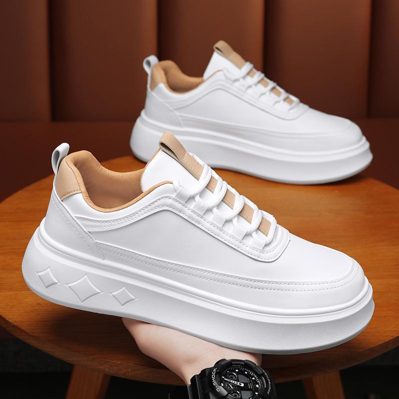 New Men's White Casual Male Vulcanize Sneakers Breathable Sport Walking Running Platform Flats Shoes Solid Lace-Up Shoes for Men